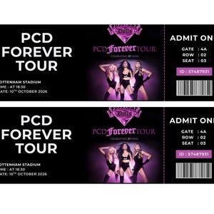 The Pussycat Dolls (PCD) Forever Tour Personalised Holographic Memorabilia Souvenir Mock Concert Ticket