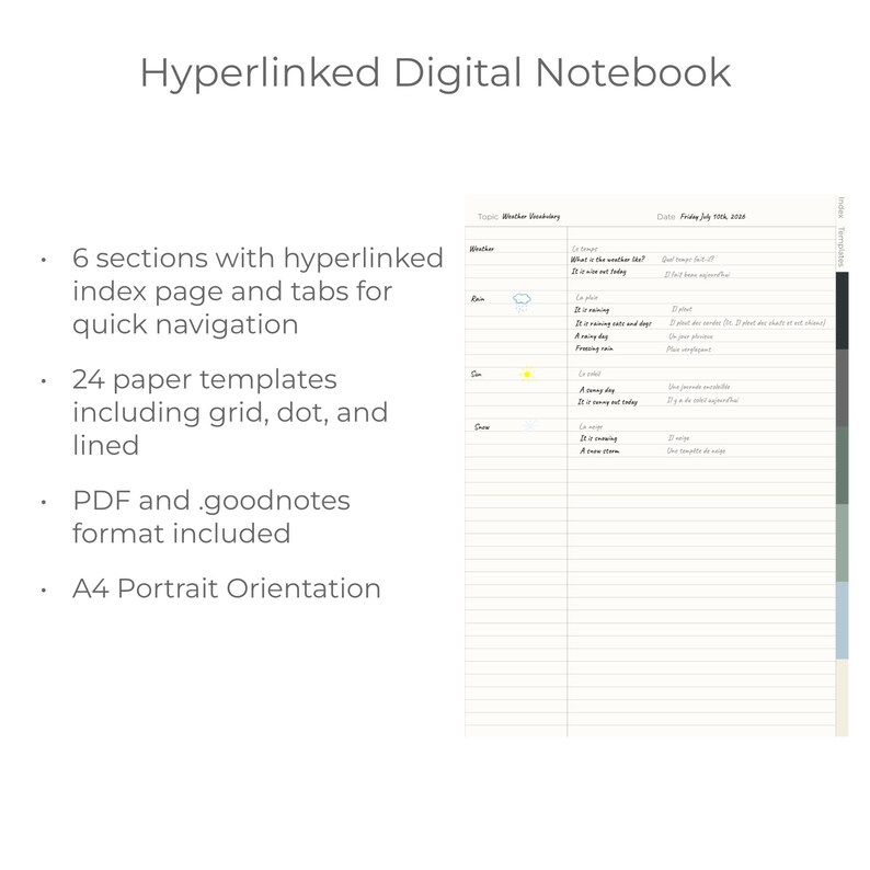 Hyperlinked Digital 6 Section Goodnotes Notebook Template (Digital Download) image 3