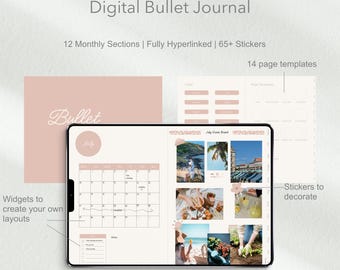 Digital Bullet Journal + Stickers for Goodnotes, Flexible, Hyperlinked Planner Template (Digital Download)