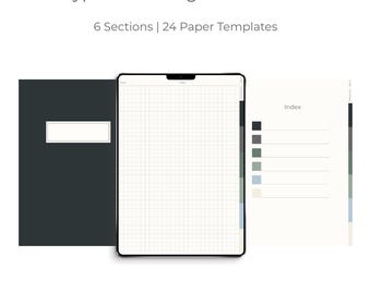 Hyperlinked Digital 6 Section Goodnotes Notebook Template (Digital Download)