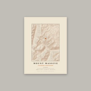 Mount Massive Alpenglow Edition | Warm Hillshade Topo Print