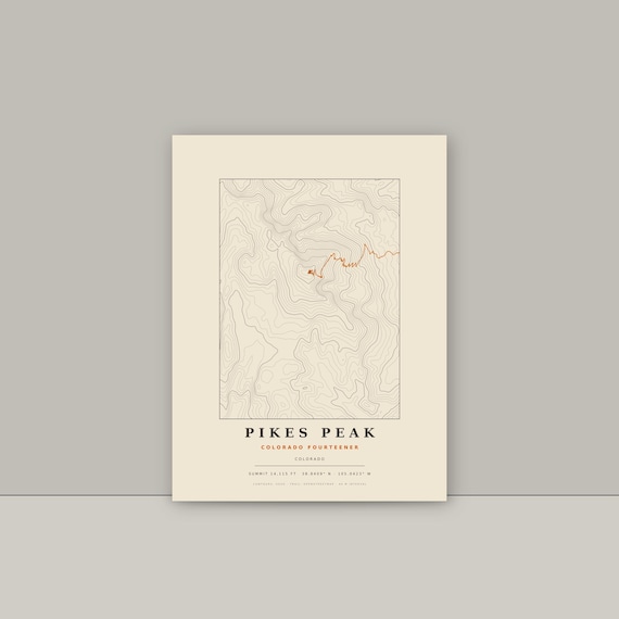 Pikes Peak topographic map print
