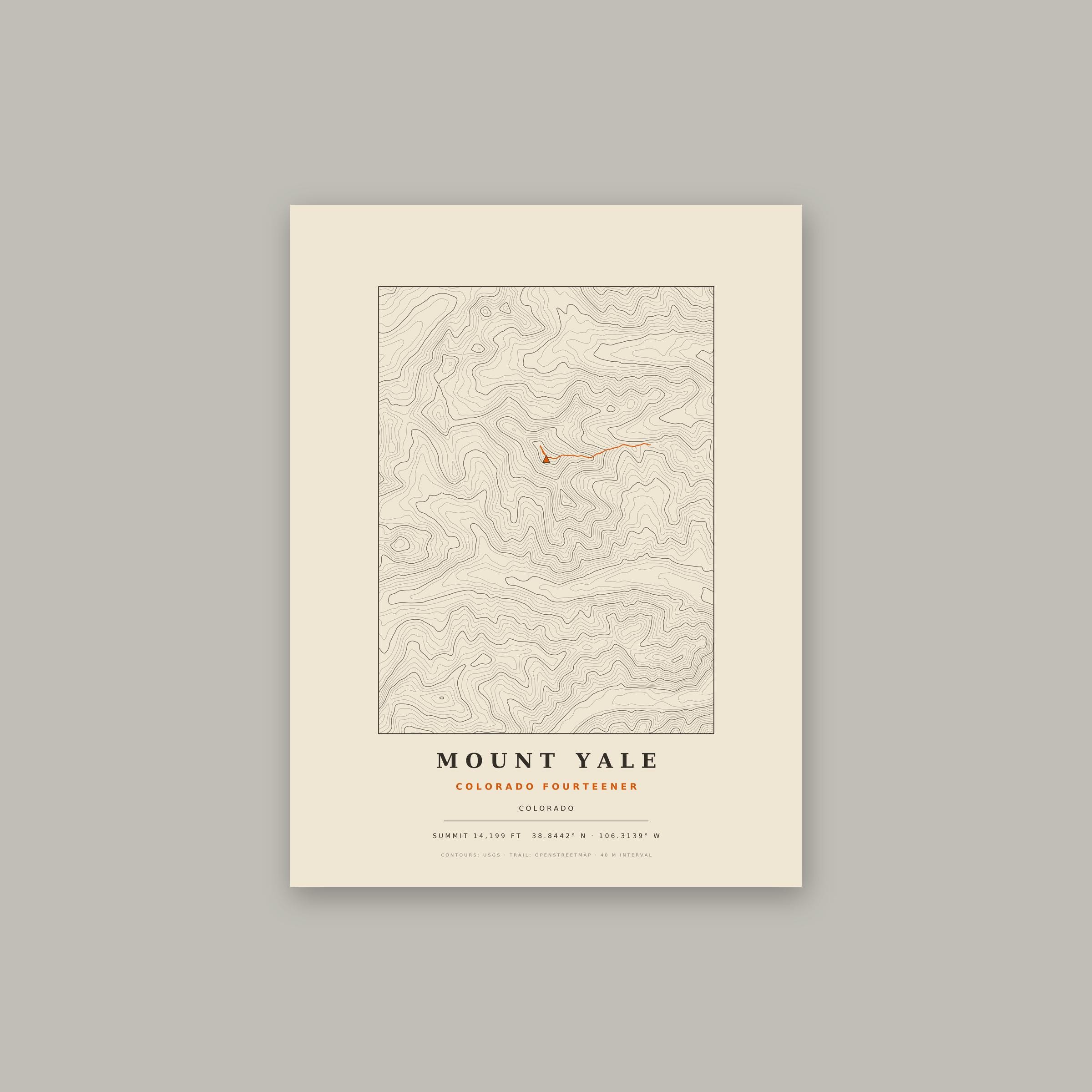 Mount Yale topographic print