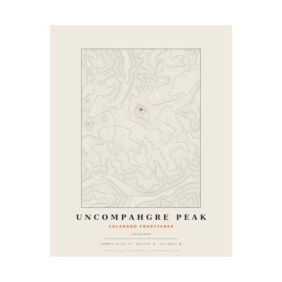 Uncompahgre Peak topographic map print