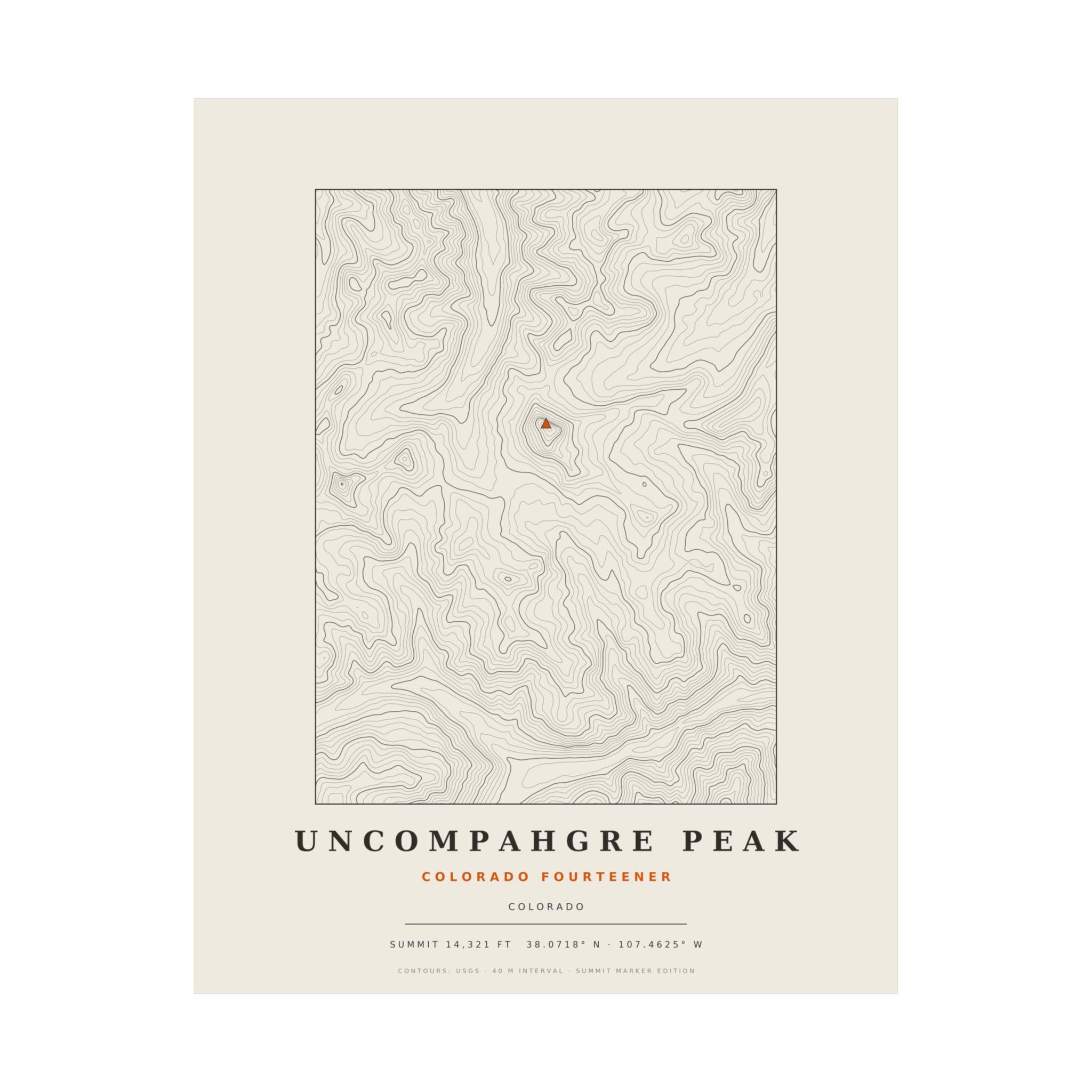 Uncompahgre Peak topographic print