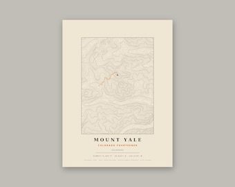 Mount Yale Topographic Print | Colorado 14er Wall Art Map | Choose Your Edition