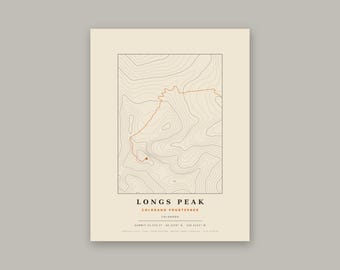 Longs Peak Topographic Print | Colorado 14er Wall Art Map | Choose Your Edition