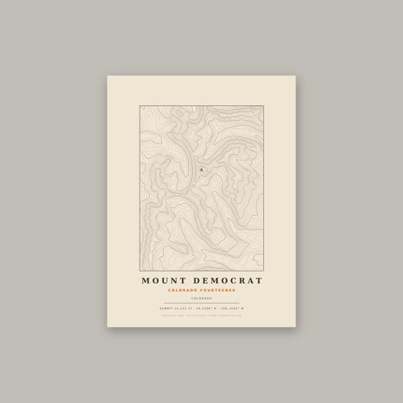 Mount Democrat topographic map print