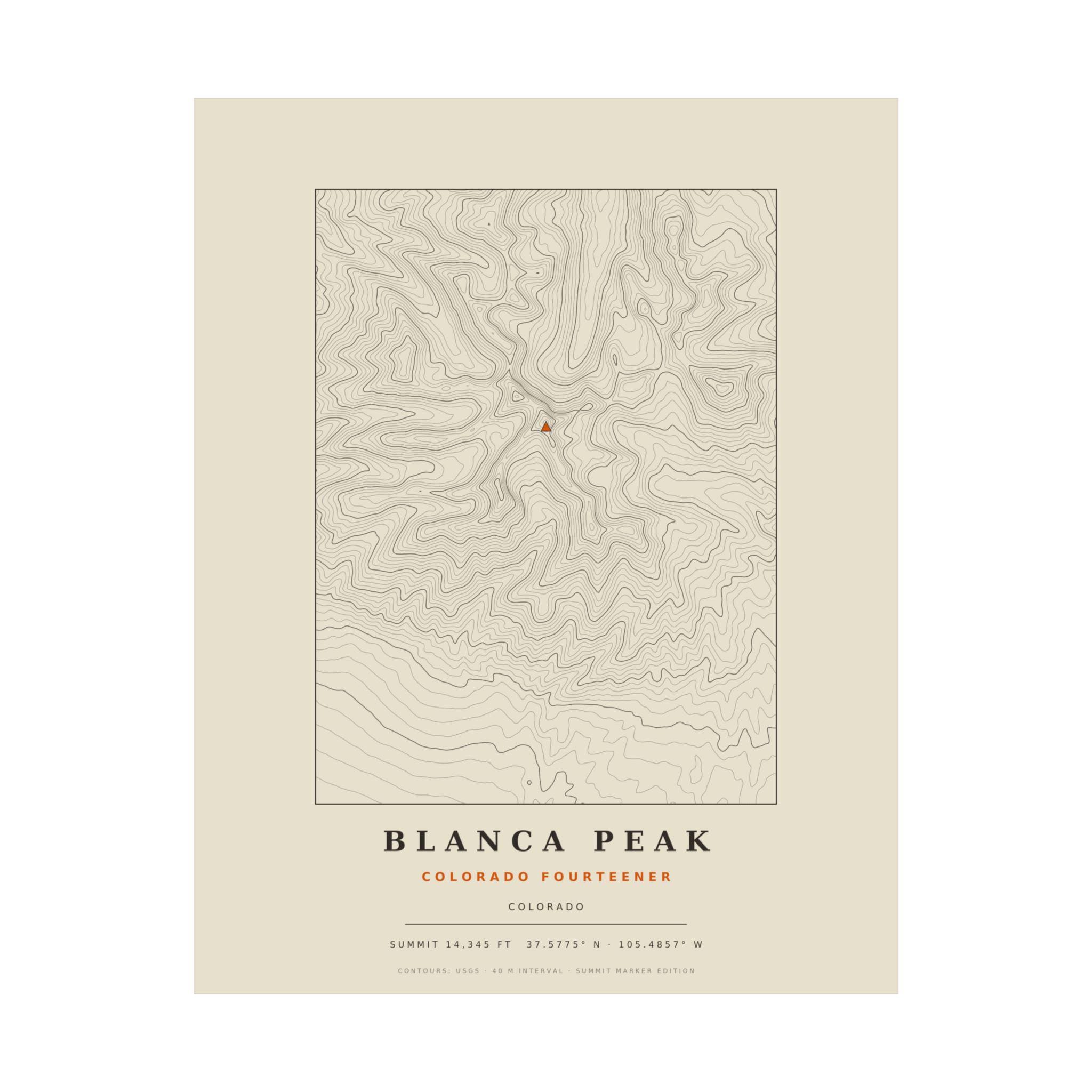 Blanca Peak topographic print