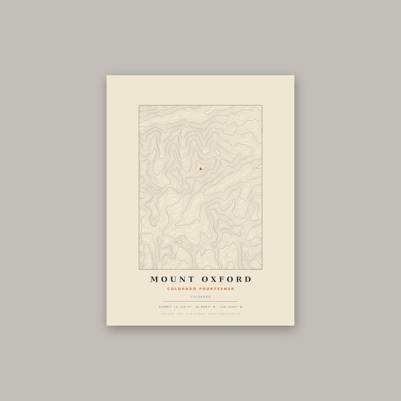 Mount Oxford topographic map print