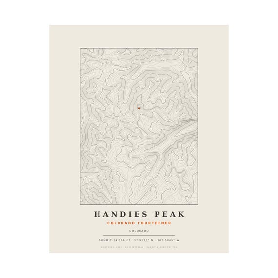Handies Peak topographic map print