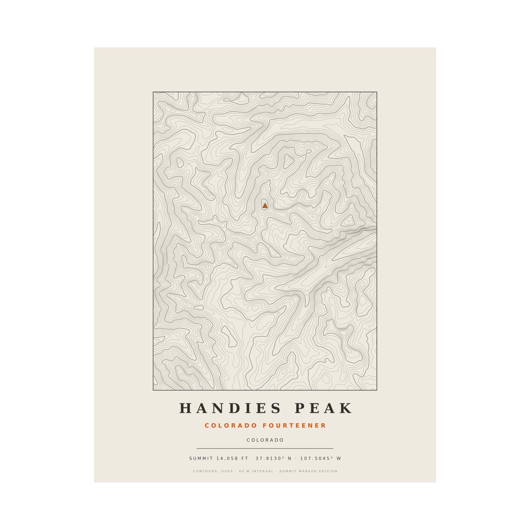 Handies Peak topographic print
