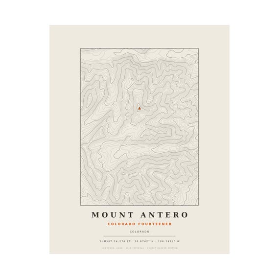 Mount Antero topographic map print