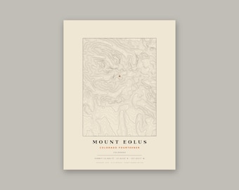 Mount Eolus Topographic Print | Colorado 14er Wall Art Map | Choose Your Edition