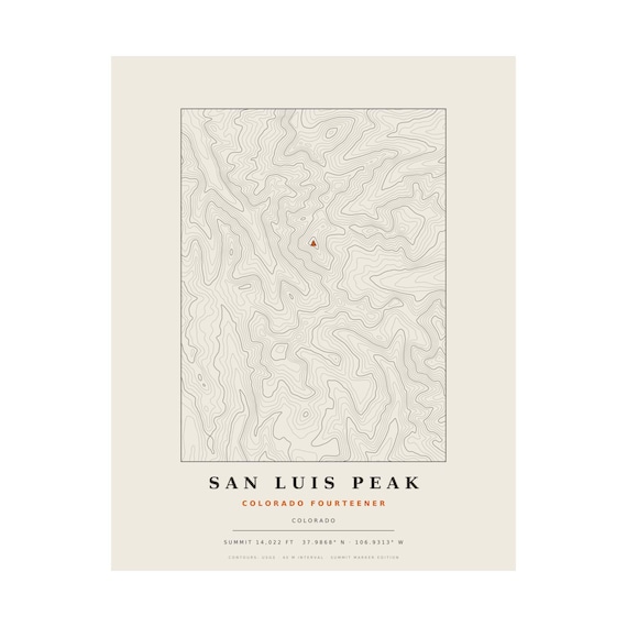 San Luis Peak topographic map print