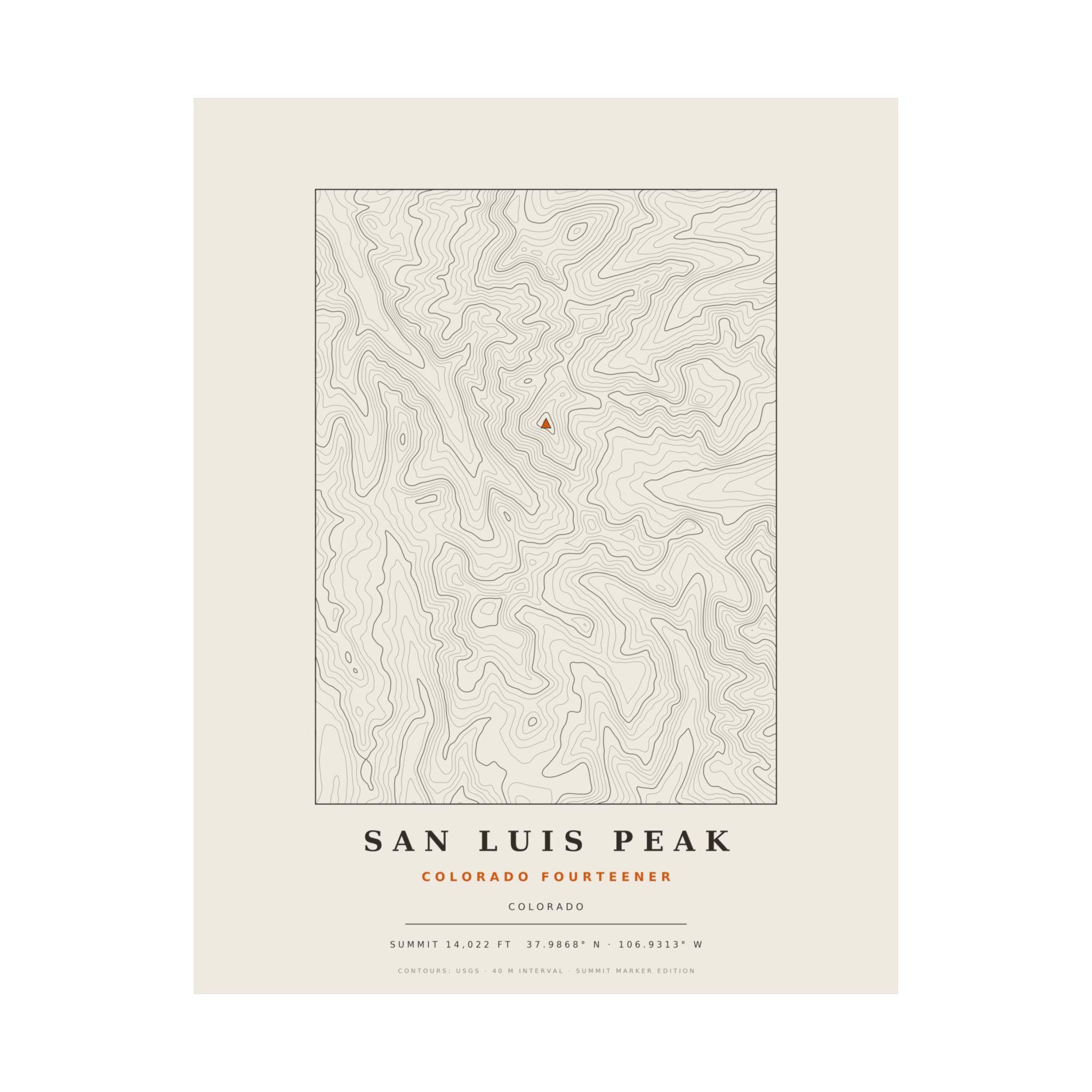 San Luis Peak topographic print