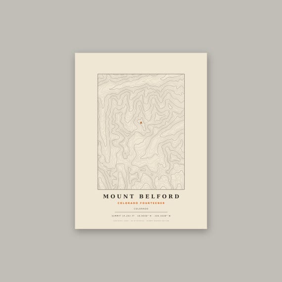 Mount Belford topographic map print