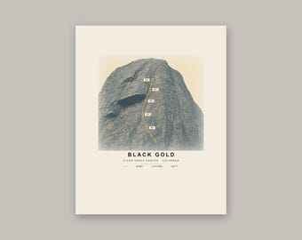 Lámina de escalada Black Gold - Arte de la ruta Clear Creek Canyon, 5.7 Sport / Sendlines Arte de pared