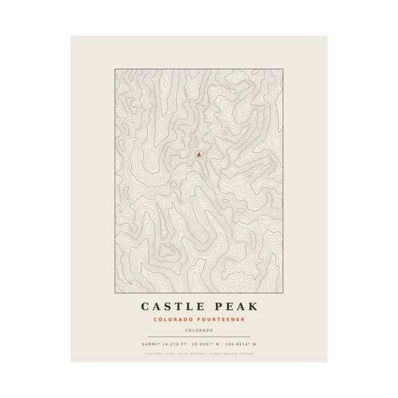 Castle Peak topographic map print