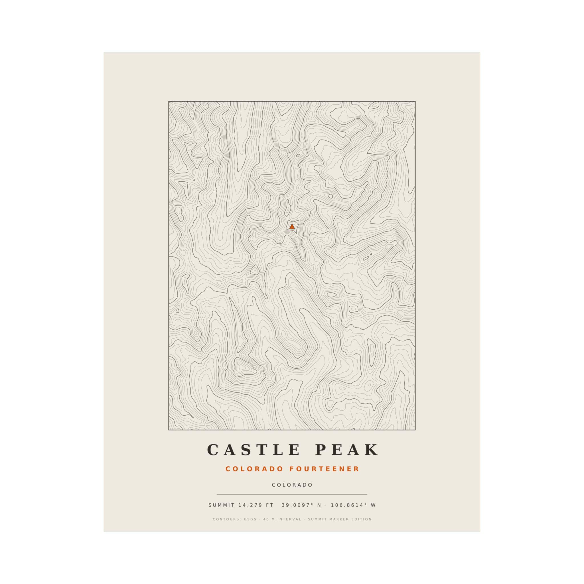 Castle Peak topographic print