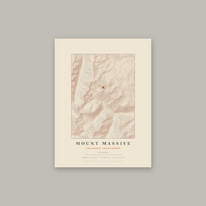 Mount Massive Alpenglow Edition | Warm Hillshade Topo Print