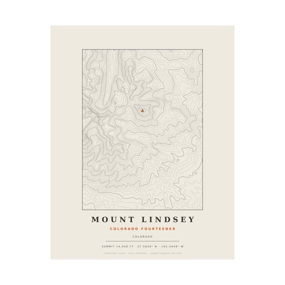 Mount Lindsey topographic map print