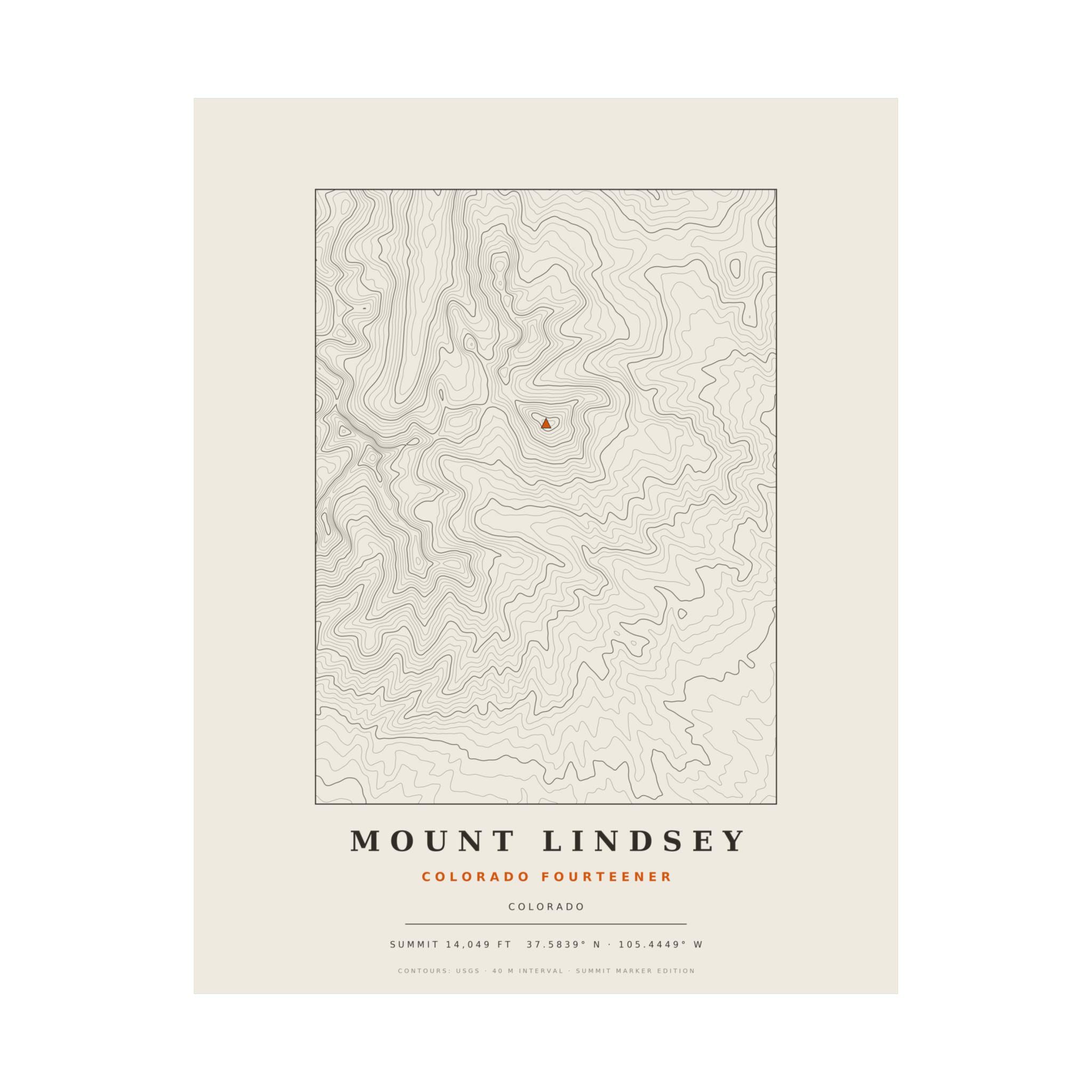 Mount Lindsey topographic print