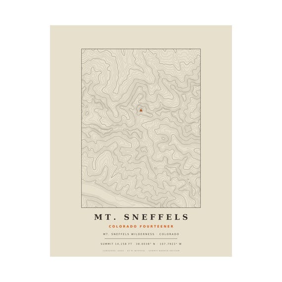 Mount Sneffels topographic map print