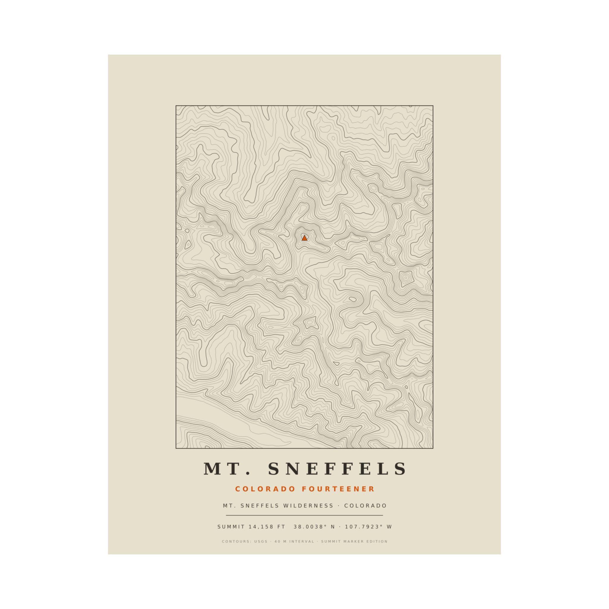 Mount Sneffels topographic print