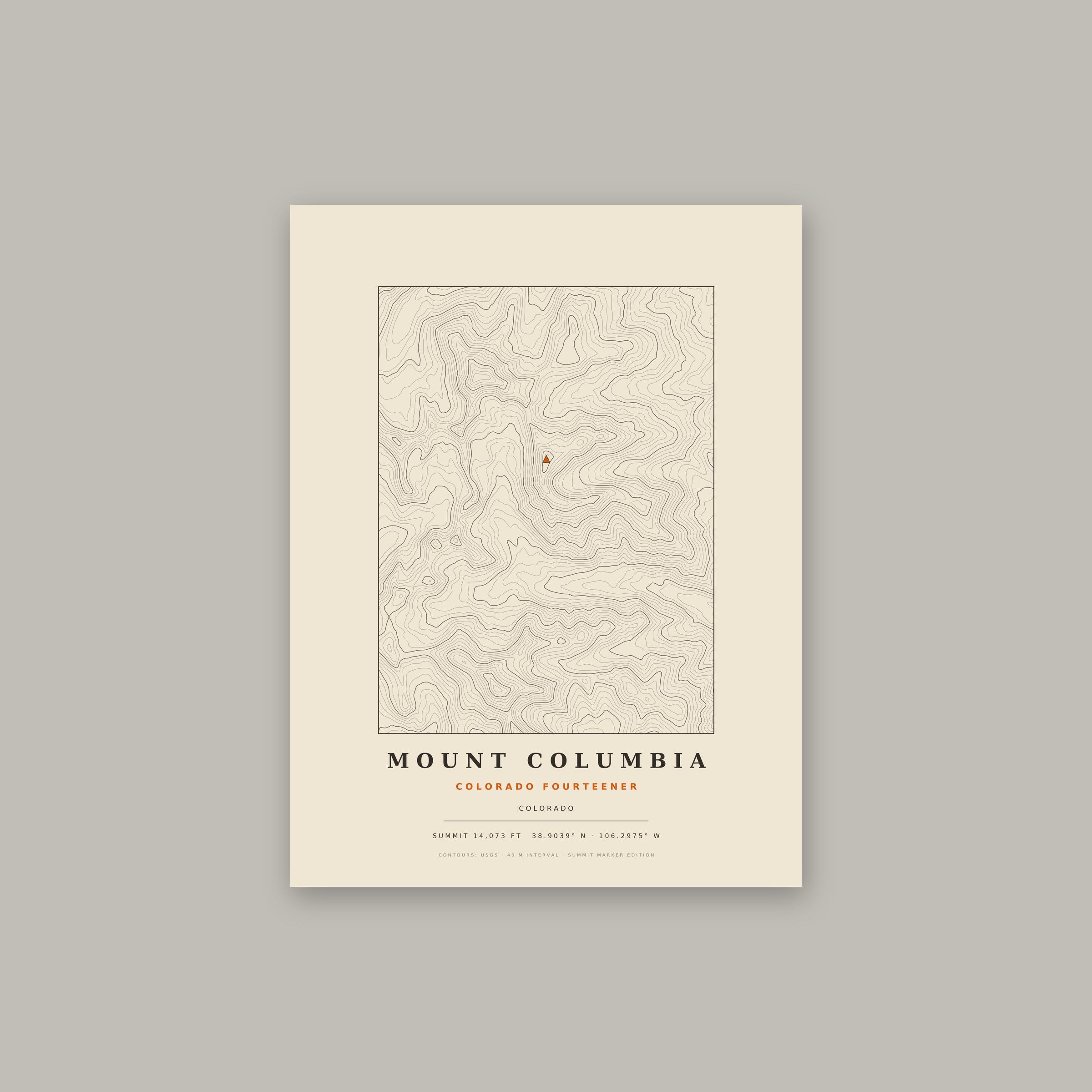 Mount Columbia topographic print
