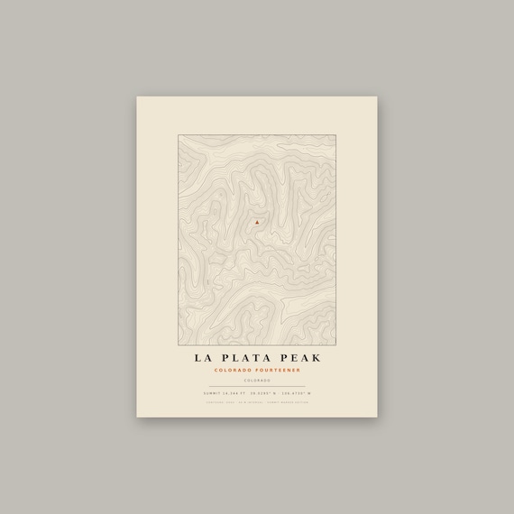La Plata Peak topographic map print