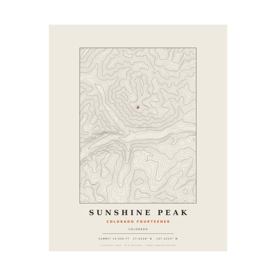 Sunshine Peak topographic map print