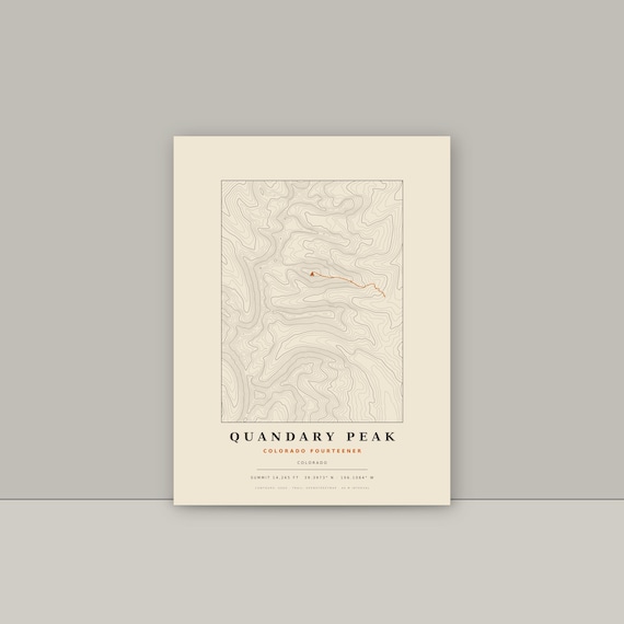 Quandary Peak topographic map print