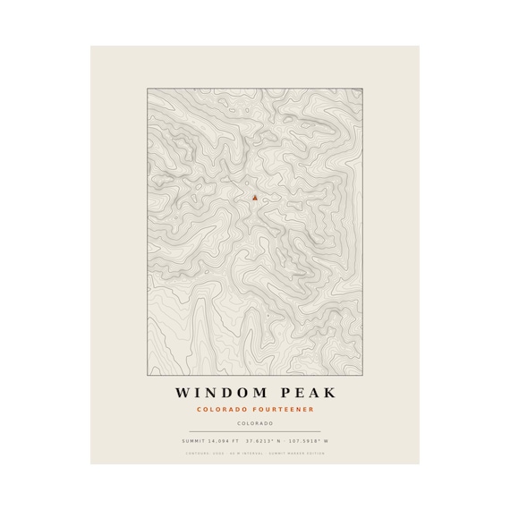 Windom Peak topographic map print