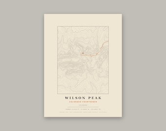 Wilson Peak Topographic Print | Colorado 14er Wall Art Map | Choose Your Edition