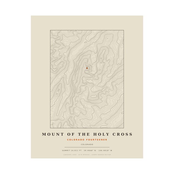 Mount of the Holy Cross topographic map print