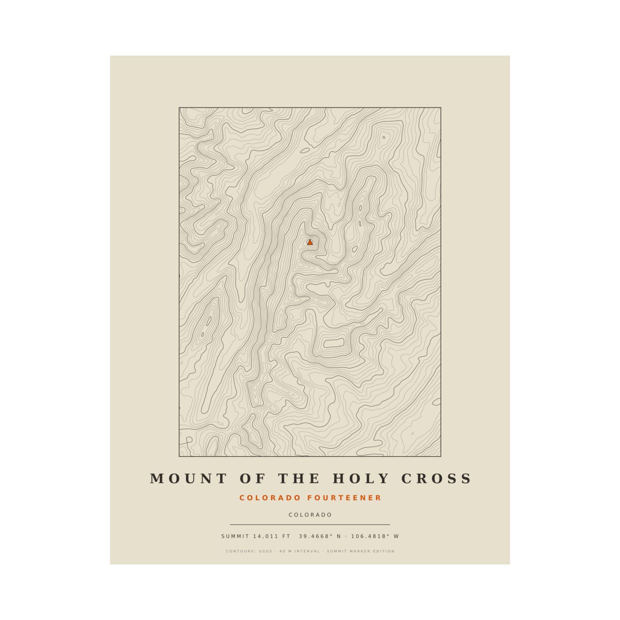Mount of the Holy Cross topographic print