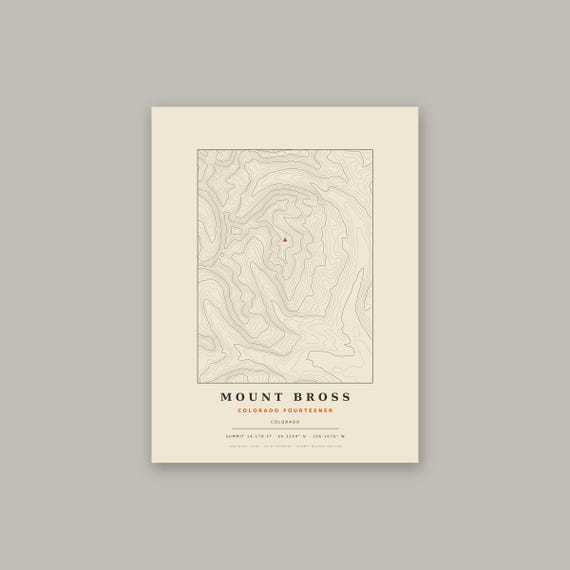 Mount Bross topographic map print