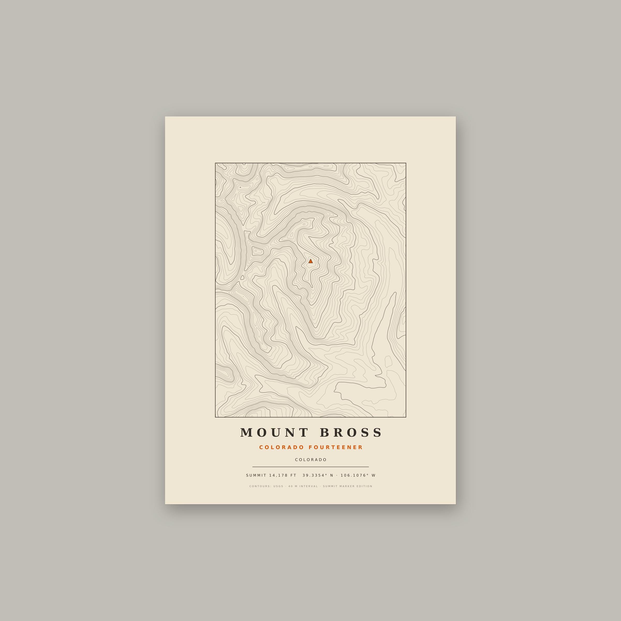 Mount Bross topographic print