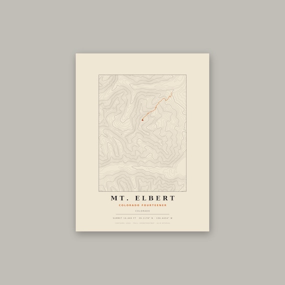 Mount Elbert topographic map print