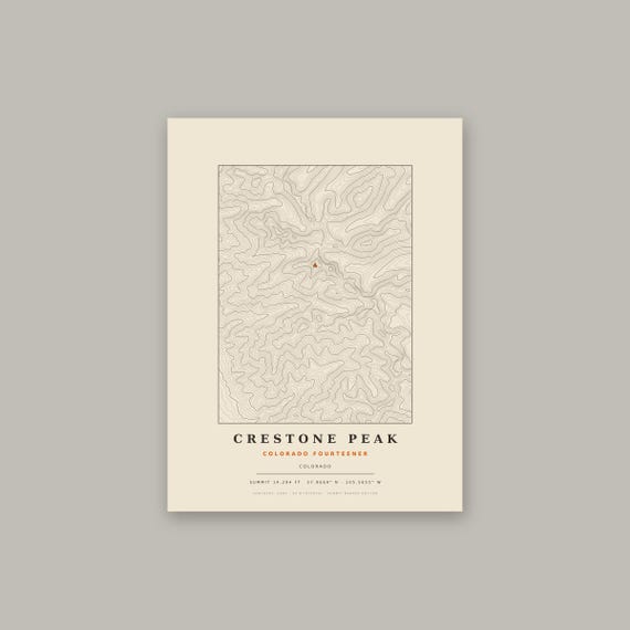 Crestone Peak topographic map print