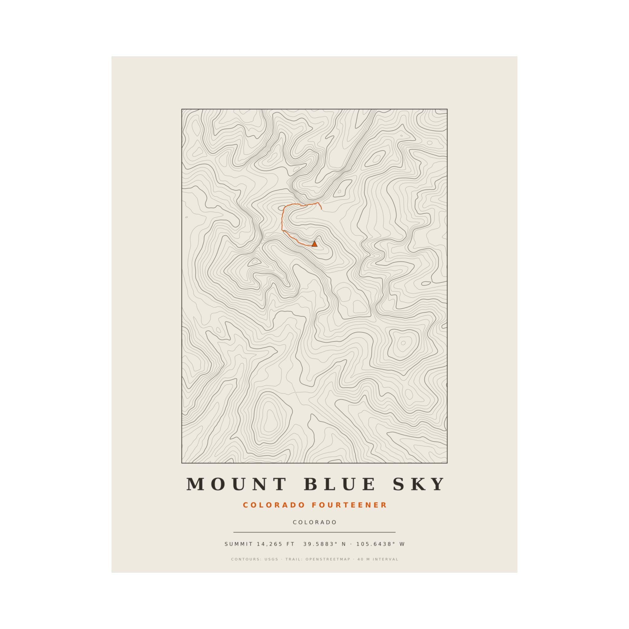 Mount Blue Sky topographic print