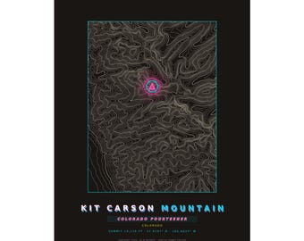 Kit Carson Mountain Topographic Print | Colorado 14er Wall Art Map | Choose Your Edition