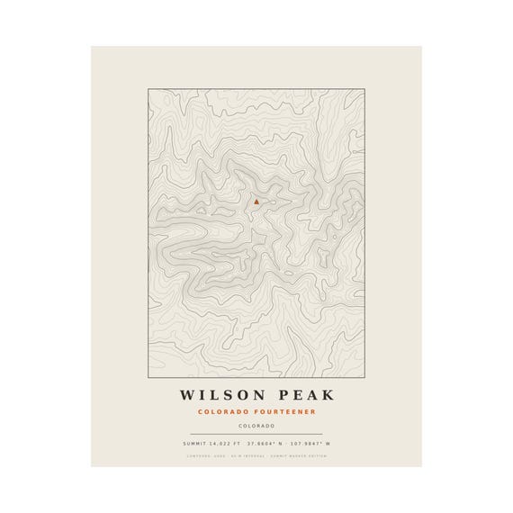 Wilson Peak topographic map print