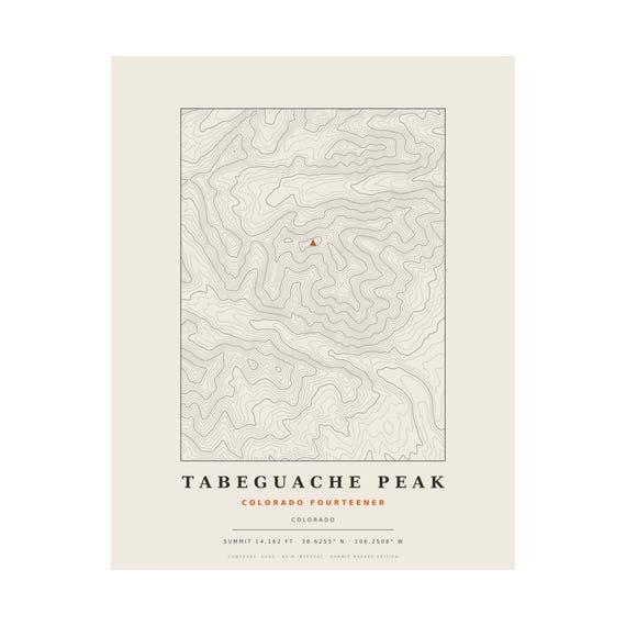 Tabeguache Peak topographic map print