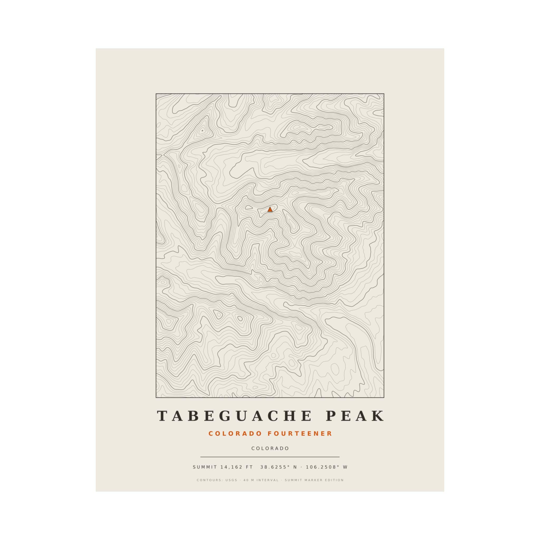 Tabeguache Peak topographic print