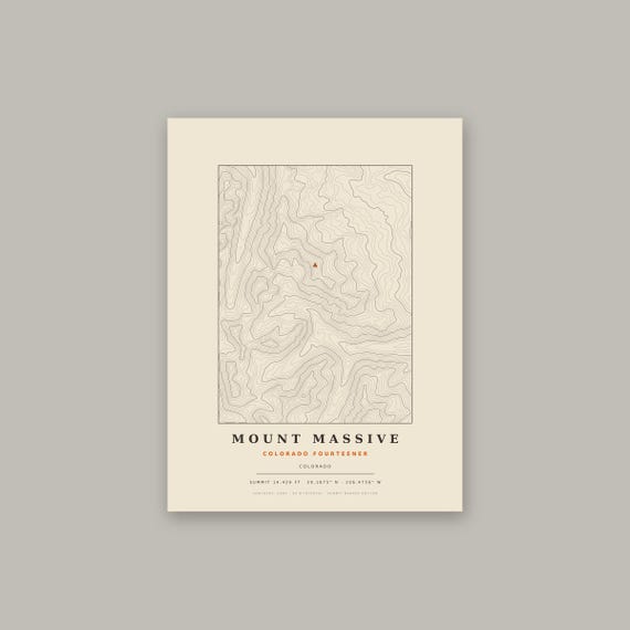 Mount Massive topographic map print
