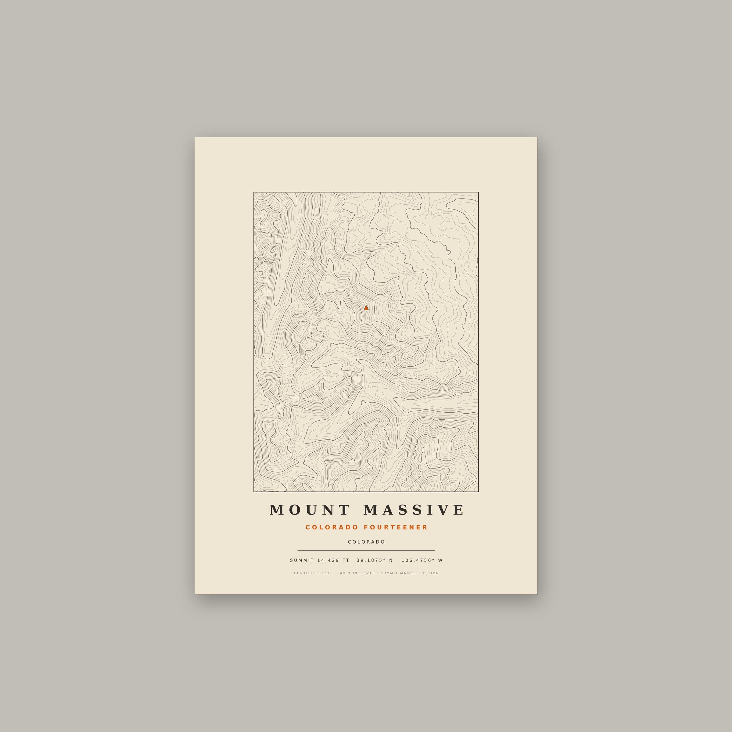 Mount Massive topographic print