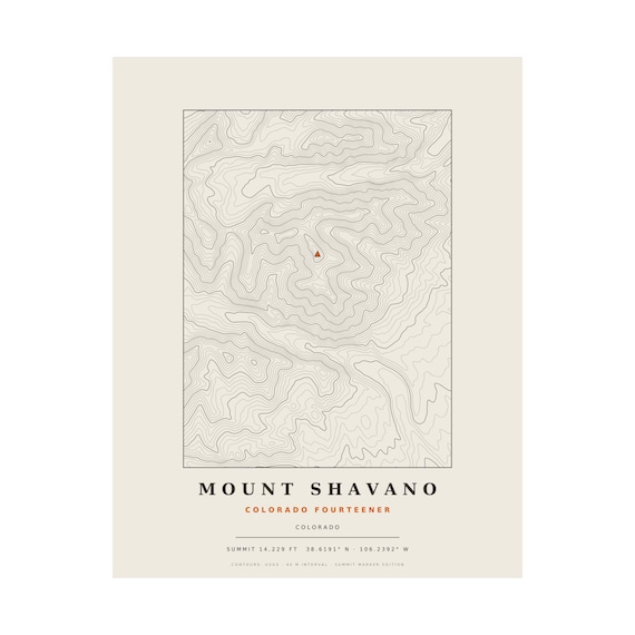 Mount Shavano topographic map print