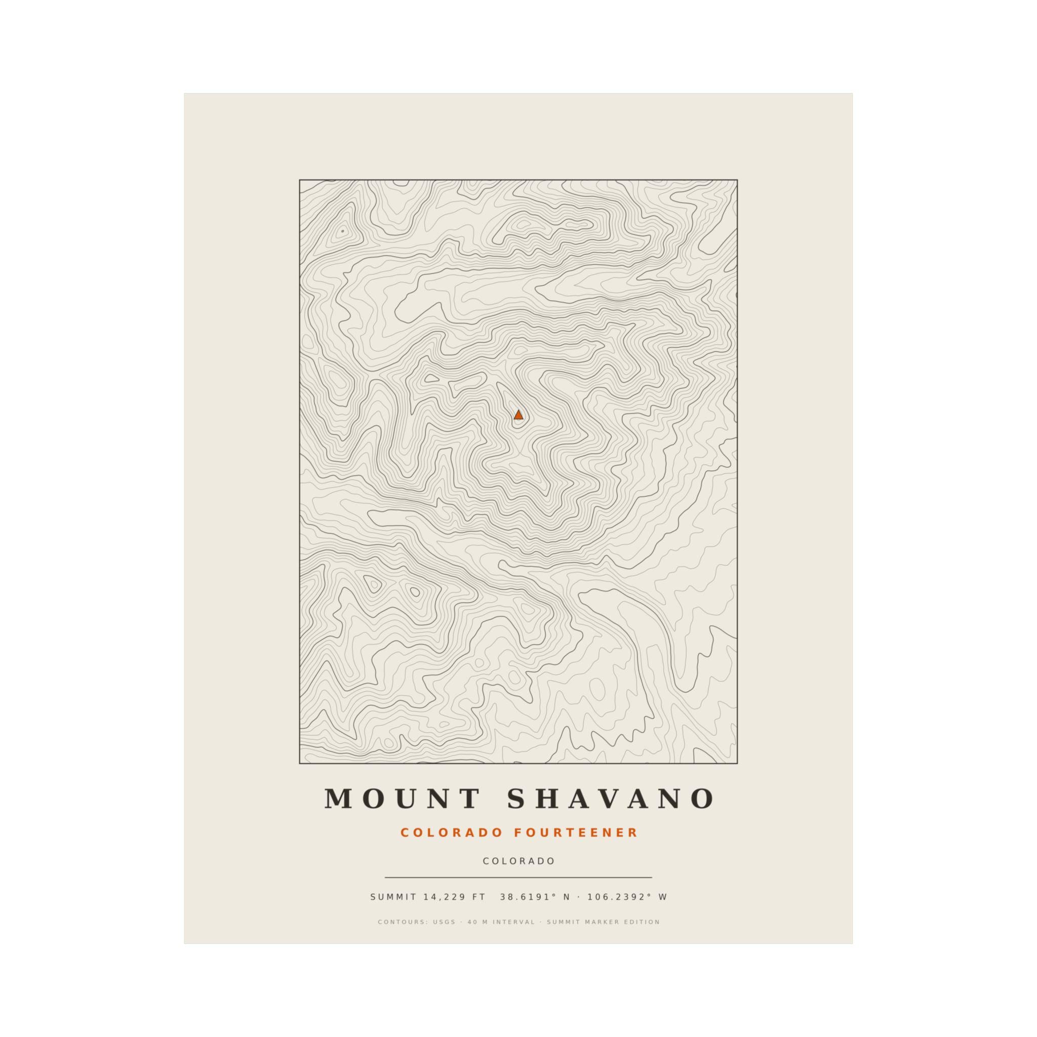 Mount Shavano topographic print